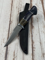 Нож Аист сталь Х12МФ, рукоять акрил коричневый и карельская береза синяя (распродажа) 