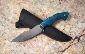 Нож Хантер сталь х12мф рукоять стабилизированная карельская береза синяя