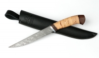 Нож Филейка средняя сталь дамаск, рукоять береста дюраль - _MG_4978.jpg