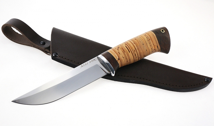 Нож Налим сталь AISI 440C, рукоять береста