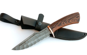 Нож Носорог сталь дамаск полный камень рукоять венге