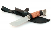 Нож Карась сталь ELMAX , рукоять карельская береза-черный граб,мельхиор - IMG_5004.jpg