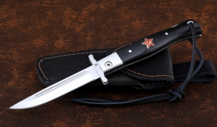 Нож Финка НКВД складная сталь Elmax накладки черный граб с красной звездой Нож Финка НКВД складная сталь Elmax накладки черный граб с красной звездой