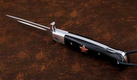 Нож Финка НКВД складная сталь Elmax накладки черный граб с красной звездой Нож Финка НКВД складная сталь Elmax накладки черный граб с красной звездой