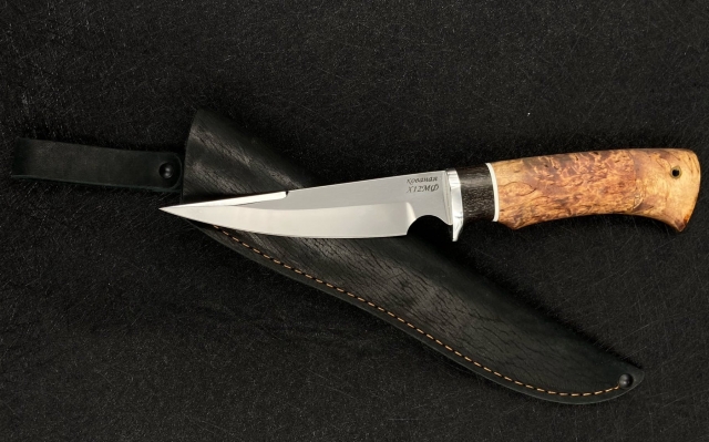 Нож Стрела Х12МФ, рукоять карельская береза черный граб (распродажа) 