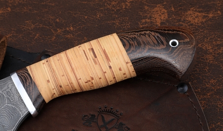 Тяпка №5 сталь дамаск полный камень рукоять береста Тяпка №5 сталь дамаск полный камень рукоять береста