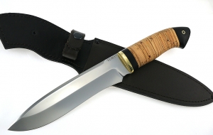 Нож Медведь сталь ELMAX, рукоять береста-черный граб