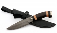 Нож Походный сталь булат, рукоять черный граб-кап, мельхиор - IMG_4541.jpg