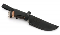 Нож Походный сталь булат, рукоять черный граб-кап, мельхиор - IMG_4543.jpg