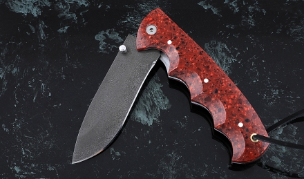 Складной нож Носорог, сталь Х12МФ, рукоять накладки акрил красный