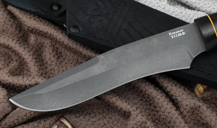 Нож Волк сталь Х12МФ рукоять черный граб рог лося Нож Волк сталь Х12МФ рукоять черный граб рог лося