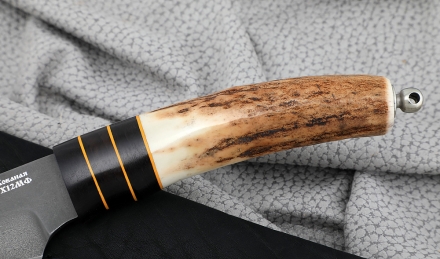 Нож Волк сталь Х12МФ рукоять черный граб рог лося Нож Волк сталь Х12МФ рукоять черный граб рог лося