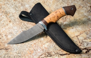 Нож Хантер сталь дамаск рукоять береста