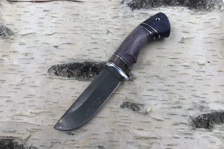 Нож Универсал сталь Х12МФ, рукоять стабилизированная карельская береза фиолетовая (распродажа)