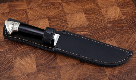 Нож Узбекский средний сталь кованая х12мф, рукоять черный граб мельхиор Нож Узбекский средний сталь кованая х12мф, рукоять черный граб мельхиор