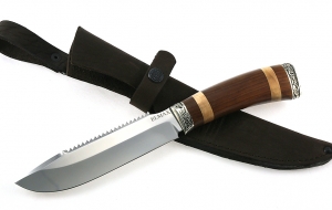 Нож Таежный сталь ELMAX, рукоять коричневый граб-кап,мельхиор