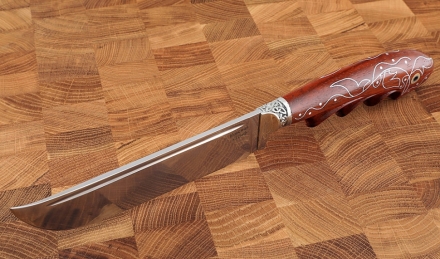 Нож Узбекский сталь кованая х12мф падук резной с инкрустацией 