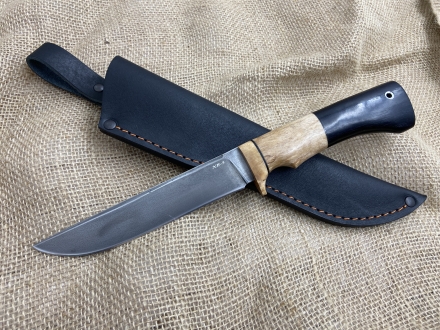 Нож Охотник сталь ХВ-5, рукоять карельская береза - черный граб (распродажа) 