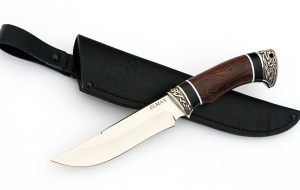 Нож Русак сталь ELMAX, рукоять венге-черный граб,мельхиор