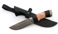 Нож Югра сталь булат, рукоять черный граб-карельская береза, мельхиор - IMG_4531.jpg