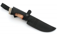 Нож Югра сталь булат, рукоять черный граб-карельская береза, мельхиор - IMG_4533.jpg