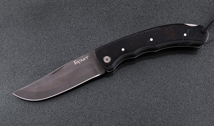 Складной нож Таежник, сталь булат, рукоять накладки акрил черный Складной нож Таежник, сталь булат, рукоять накладки акрил черный