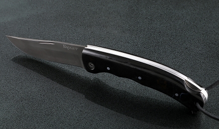 Складной нож Таежник, сталь булат, рукоять накладки акрил черный Складной нож Таежник, сталь булат, рукоять накладки акрил черный