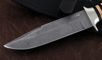 Нож Лидер сталь К340, рукоять карельская береза комбинированная мельхиор - Нож Лидер сталь К340, рукоять карельская береза комбинированная мельхиор