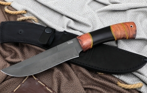 Нож Катран сталь Х12МФ, рукоять бубинга-черный граб (фибра)