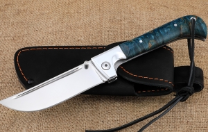 Нож складной Пчак сталь М390 накладки карельская береза синяя Нож складной Пчак сталь М390 накладки карельская береза синяя