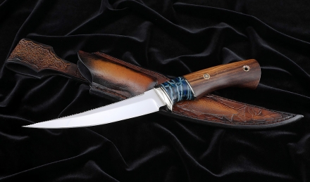 Нож "Щука" S390 рукоять зуб мамонта и железное дерево