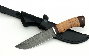 Дамасский нож Алтай, береста Дамасский нож Алтай, береста