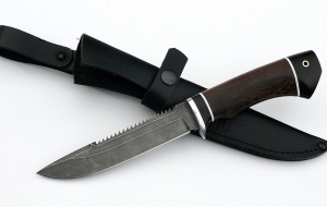 Нож Рыболов-2 сталь дамаск, рукоять венге-черный граб