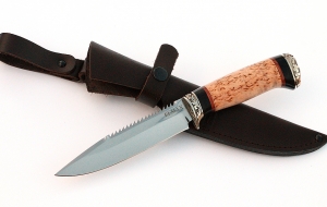 Нож Рыболов-1 сталь ELMAX, рукоять карельская береза-черный граб,мельхиор Нож Рыболов-1 сталь ELMAX, рукоять карельская береза-черный граб,мельхиор