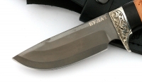 Нож Хаска сталь булат, рукоять черный граб-береста,мельхиор - IMG_4620.jpg