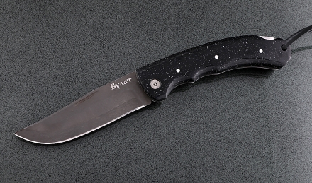 Нож Таежник, сталь булат, складной, рукоять накладки акрил звездное небо