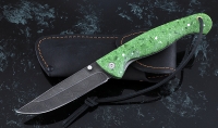 Нож Стрелок, складной, сталь дамаск, рукоять накладки акрил зеленый - Нож Стрелок, складной, сталь дамаск, рукоять накладки акрил зеленый