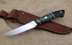 Нож Ирбис-2 Elmax рукоять карбон карельская береза зеленая черный граб Нож Ирбис-2 Elmax рукоять карбон карельская береза зеленая черный граб