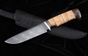 Нож Барракуда-3 сталь дамаск рукоять береста (NEW)