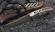 Эксклюзивный нож "Малыш" дамаск в ламинате цельнометаллический, накладки зуб мамонта и железное дерево