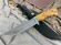 Нож Алтай сталь ВН, рукоять карельская береза стабилизированная янтарь