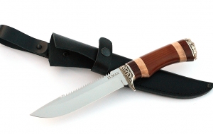 Нож Рыболов-2 сталь ELMAX, рукоять коричневый граб-кап,мельхиор