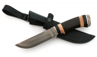 Нож Универсал сталь булат, рукоять черный граб-кап,мельхиор - IMG_4516.jpg