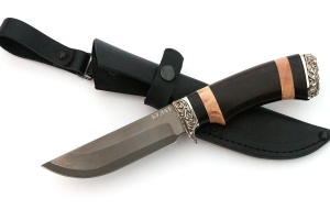 Нож Универсал сталь булат, рукоять черный граб-кап,мельхиор Нож Универсал сталь булат, рукоять черный граб-кап,мельхиор
