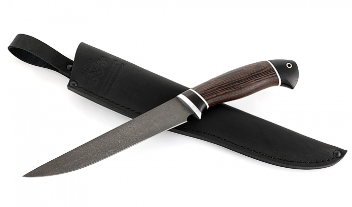 Нож Филейка средняя сталь Х12МФ, рукоять венге+ черный граб
