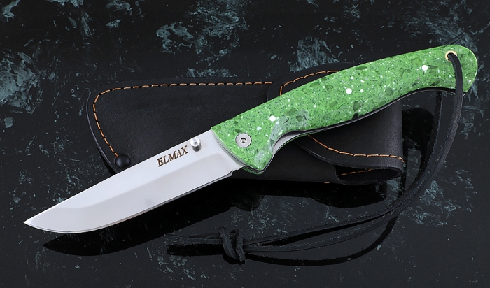 Нож Стрелок, складной, сталь Elmax, рукоять накладки акрил зеленый