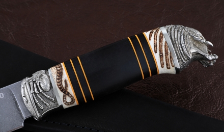 Нож Крот-2 сталь К340, рукоять черный граб рог лося, мельхиор Нож Крот-2 сталь К340, рукоять черный граб рог лося, мельхиор