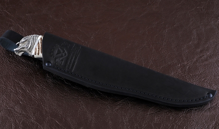 Нож Крот-2 сталь К340, рукоять черный граб рог лося, мельхиор Нож Крот-2 сталь К340, рукоять черный граб рог лося, мельхиор