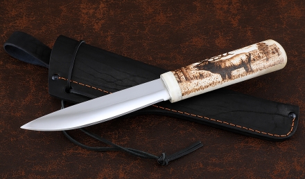 Нож Народа севера 1 сталь Х12МФ рукоять рог лося художественное исполнение