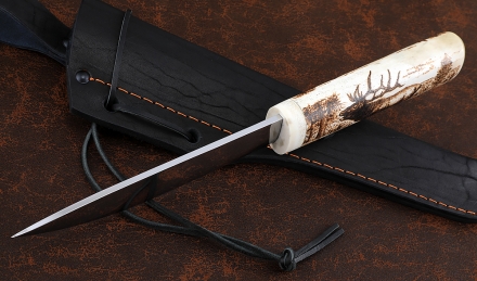 Нож Народа севера 1 сталь Х12МФ рукоять рог лося художественное исполнение